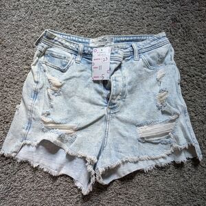 Hollister Light Blue Distressed Jean Shorts